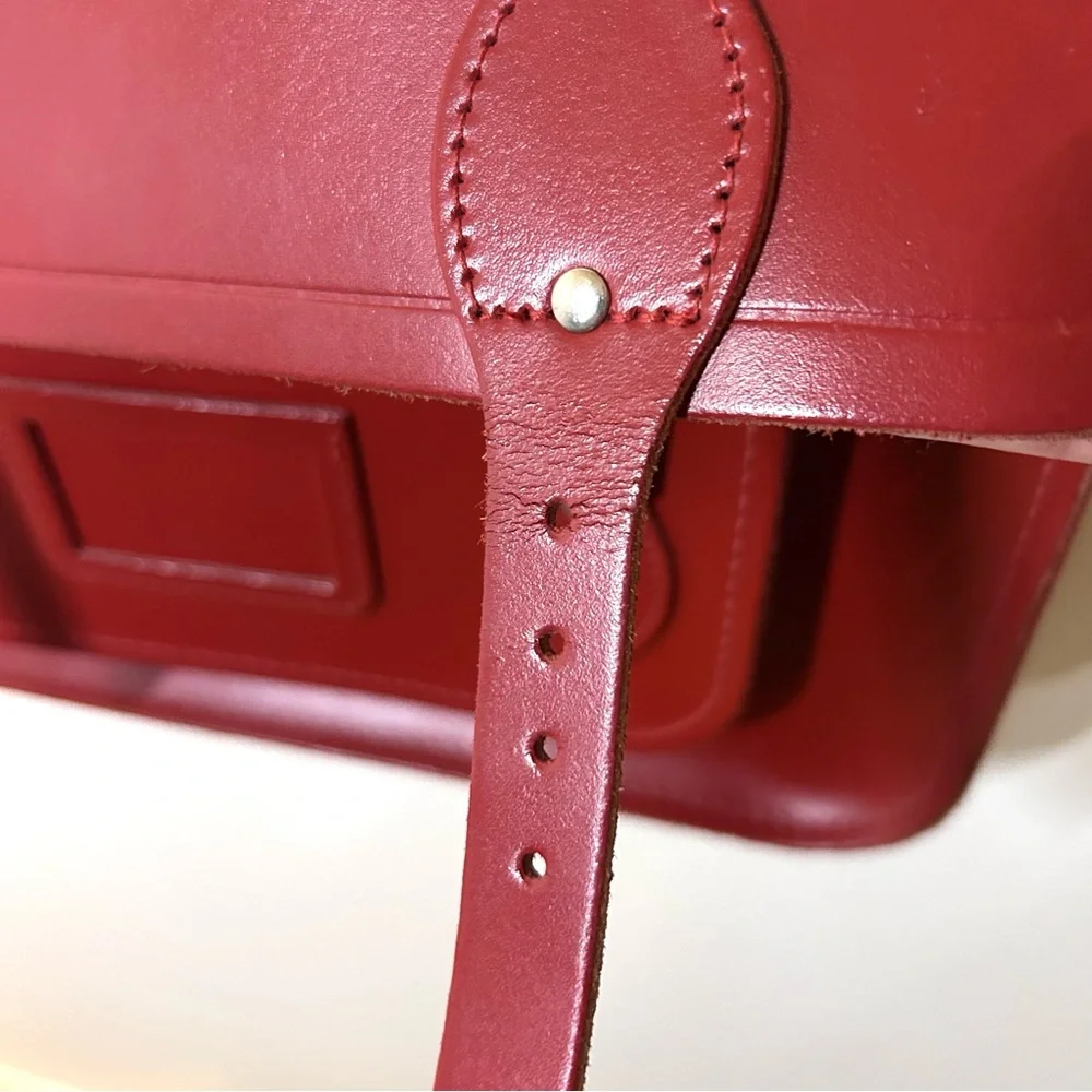 Cambridge Satchel Company 14 Inch Satchel in Red leather messenger bag academia - Picture 9 of 12